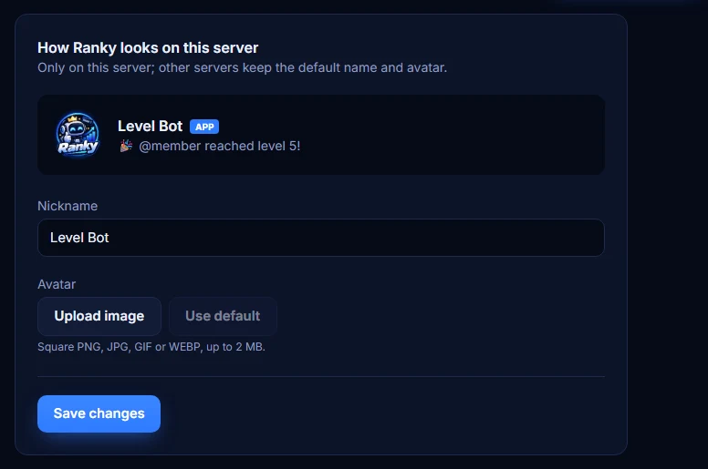 Bot name and avatar